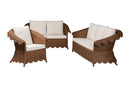 Contantine Natural Rattan 3-Piece Living Room Set with Scalloped Skirt Base