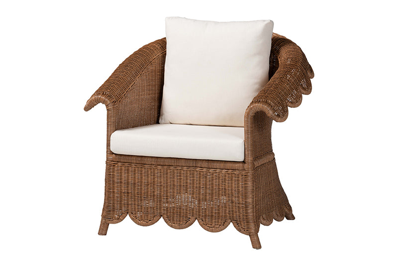 Contantine Natural Rattan 3-Piece Living Room Set with Scalloped Skirt Base