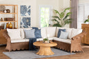 Contantine Natural Rattan 4-Piece Sectional Set with Scalloped Skirt Base