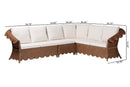 Contantine Natural Rattan 4-Piece Sectional Set with Scalloped Skirt Base