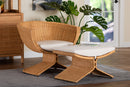 Ronald Natural Rattan 2-Piece Chair and Stool Living Room Set