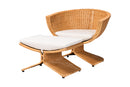 Ronald Natural Rattan 2-Piece Chair and Stool Living Room Set