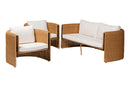 Katrina Natural Rattan 3-Piece Living Room Set - Lounge Sofa and Two Armchairs