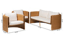 Katrina Natural Rattan 3-Piece Living Room Set - Lounge Sofa and Two Armchairs