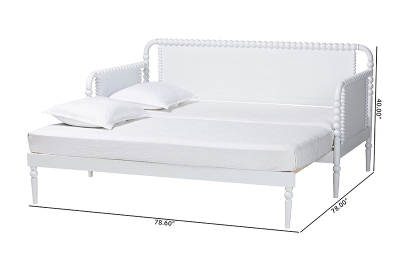 Laverne Bobbin Twin-To-King Expandable Daybed, White