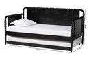 Laverne Bobbin Daybed with Rolling Trundle, Twin, Black
