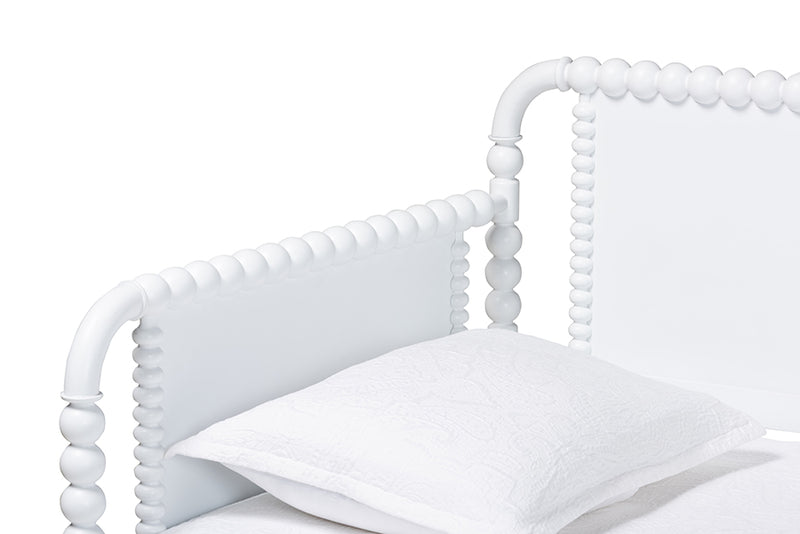 Laverne Bobbin Daybed with Rolling Trundle, Twin, White