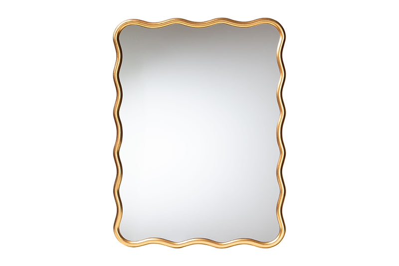 Caia Gold Scalloped Rectangular Wall Mirror, Antique Goldleaf