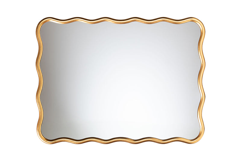 Caia Gold Scalloped Rectangular Wall Mirror, Antique Goldleaf