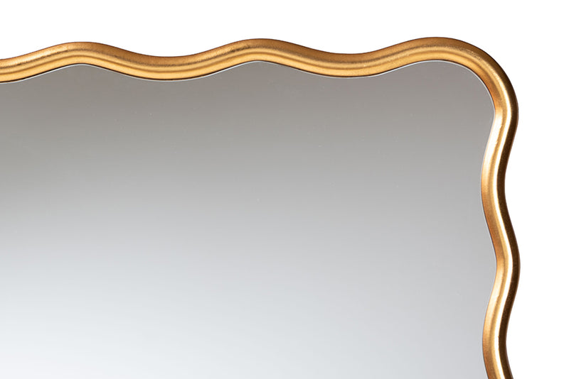 Caia Gold Scalloped Rectangular Wall Mirror, Antique Goldleaf