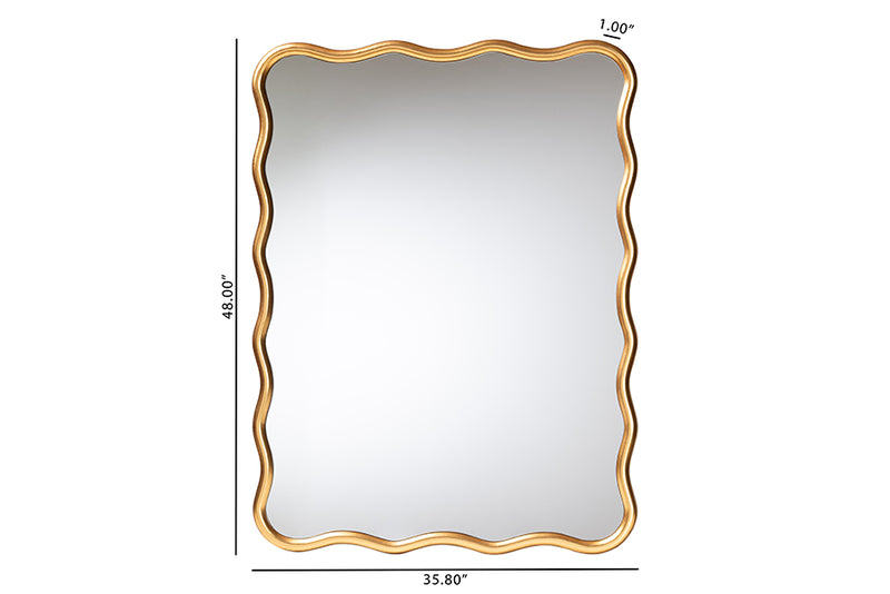 Caia Gold Scalloped Rectangular Wall Mirror, Antique Goldleaf