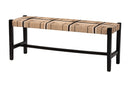 Morris Woven Paper Loom Bench with Mahogany Wood Frame, Brown/Black