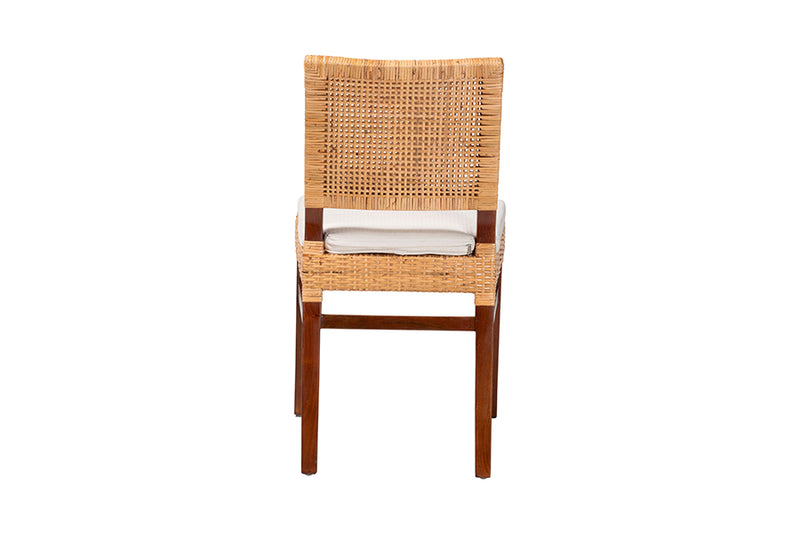 Merci Natural Rattan Dining Chair with Cushion, Light Honey/Walnut Brown