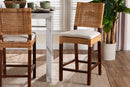 Merci Natural Rattan Counter Stool with Cushion, Light Honey/Walnut Brown