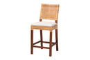 Merci Natural Rattan Counter Stool with Cushion, Light Honey/Walnut Brown