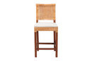 Merci Natural Rattan Counter Stool with Cushion, Light Honey/Walnut Brown