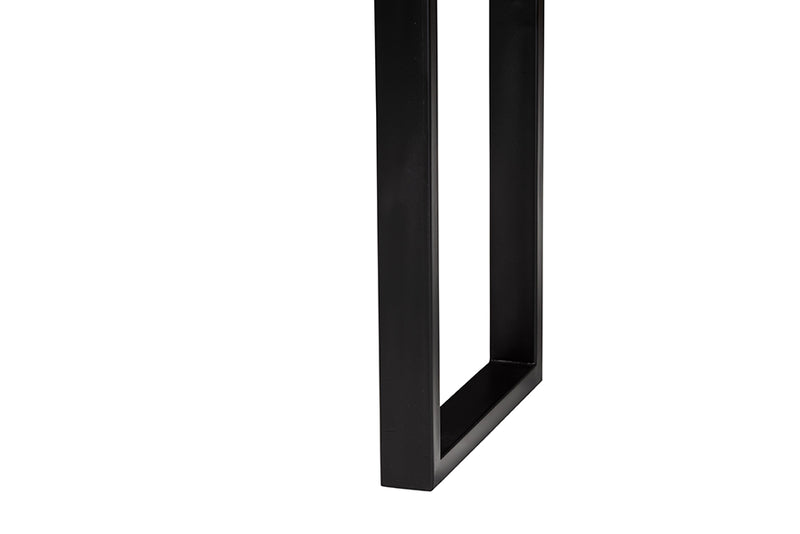 Kelsey Wood Epoxy Resin Console Table with Glass Inlay, Natural Brown/White/Black