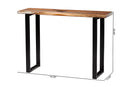 Kelsey Wood Epoxy Resin Console Table with Glass Inlay, Natural Brown/White/Black
