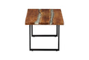 Kelsey Wood Epoxy Resin Coffee Table with Glass Inlay, Natural Brown/White/Black