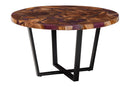 Kelsey Round Wood Epoxy Resin Coffee Table, Natural Brown/Purple/Black