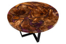 Kelsey Round Wood Epoxy Resin Coffee Table, Natural Brown/Purple/Black