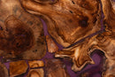 Kelsey Round Wood Epoxy Resin Coffee Table, Natural Brown/Purple/Black