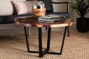 Kelsey Round Wood Epoxy Resin Coffee Table, Natural Brown/Purple/Black