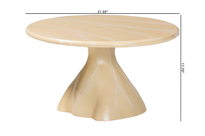 Almack Marbled Resin Coffee Table, Cream