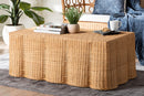 Claire Scalloped Rattan Coffee Table, Light Honey