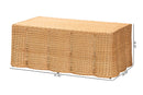 Claire Scalloped Rattan Coffee Table, Light Honey