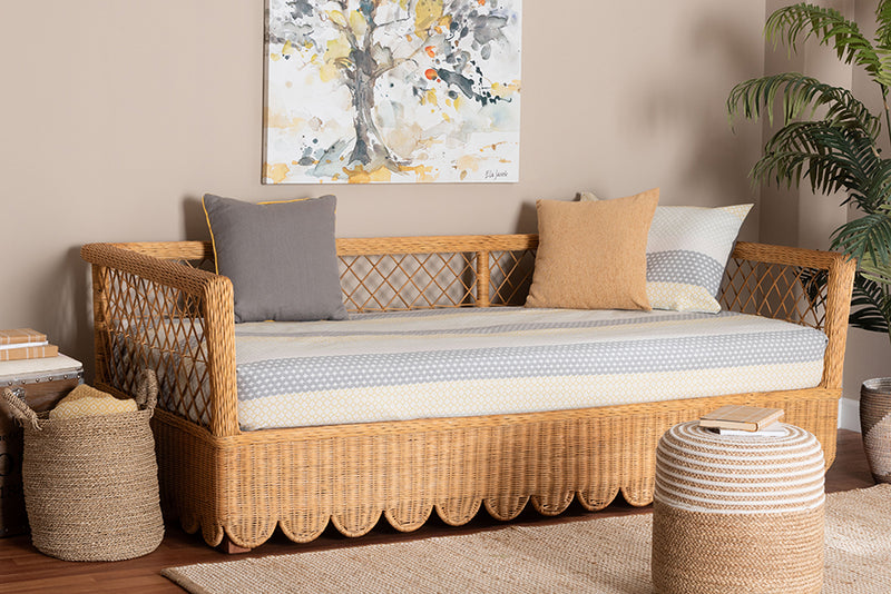 Marci Natural Rattan Daybed, Light Honey