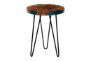 Jerome Teak Wood Epoxy Resin End Table, Natural Brown/Green