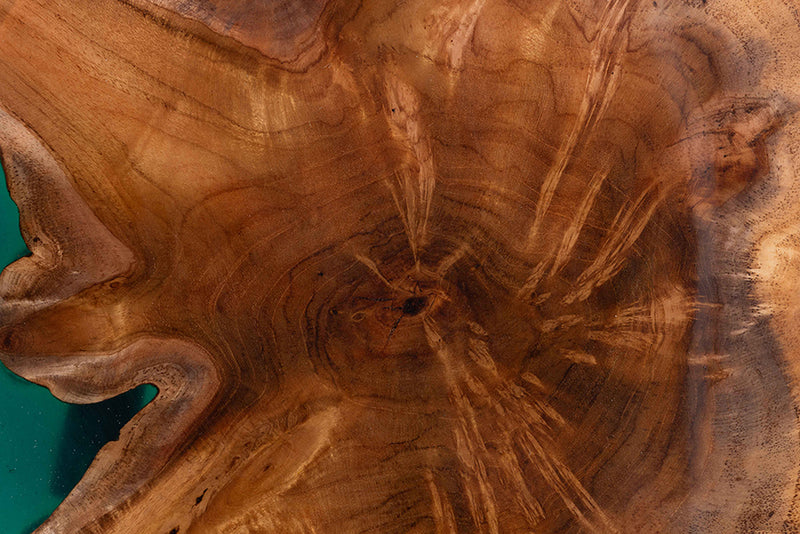 Jerome Teak Wood Epoxy Resin End Table, Natural Brown/Green