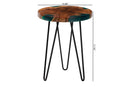 Jerome Teak Wood Epoxy Resin End Table, Natural Brown/Green