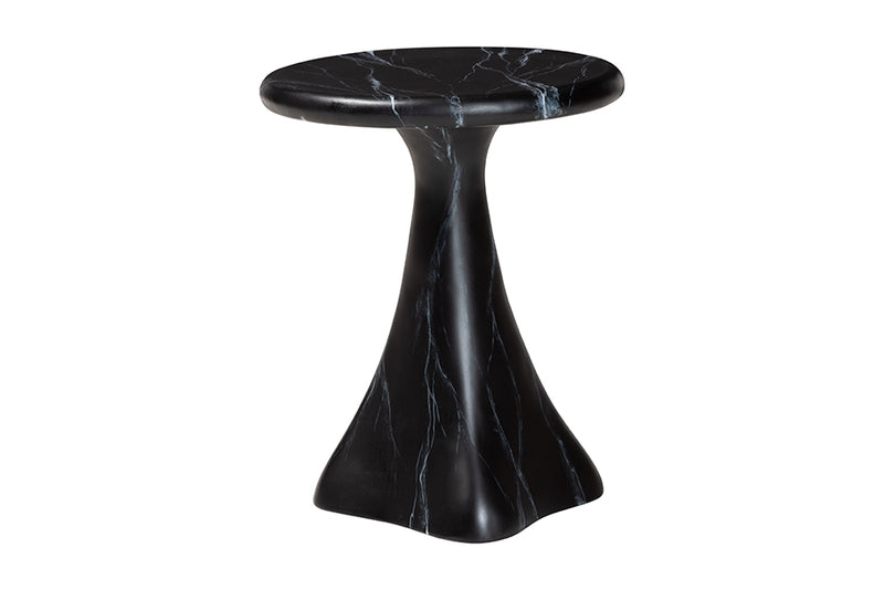 Anatasia Marbled Resin End Table, Black