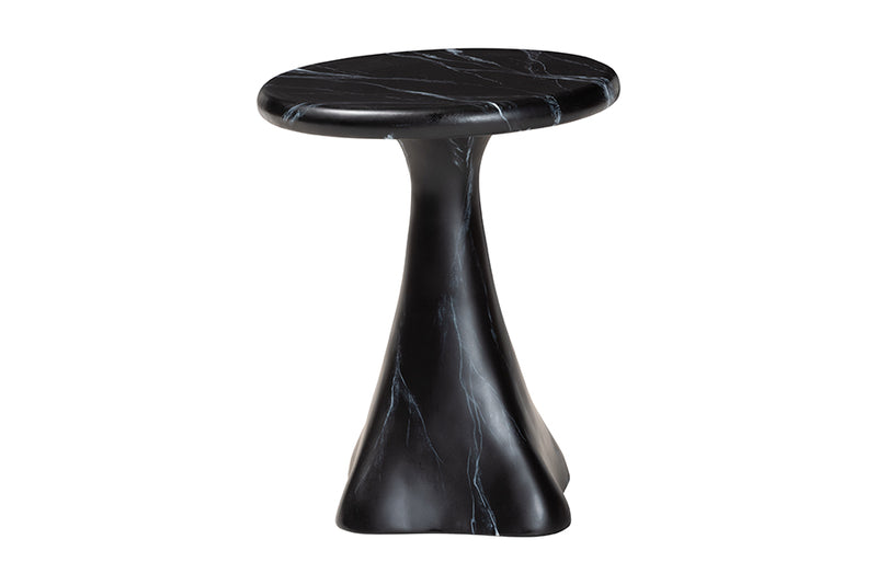 Anatasia Marbled Resin End Table, Black