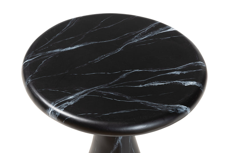 Anatasia Marbled Resin End Table, Black