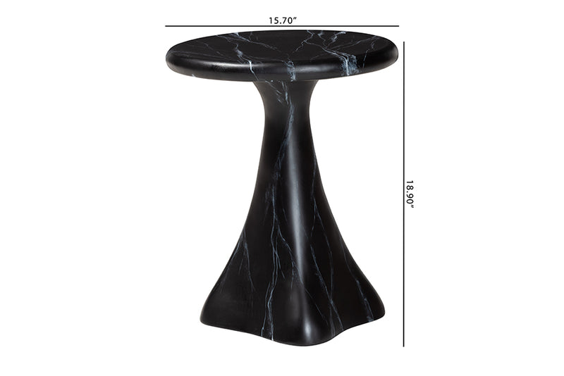 Anatasia Marbled Resin End Table, Black