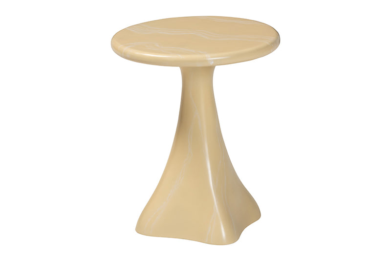 Anatasia Marbled Resin End Table, Cream