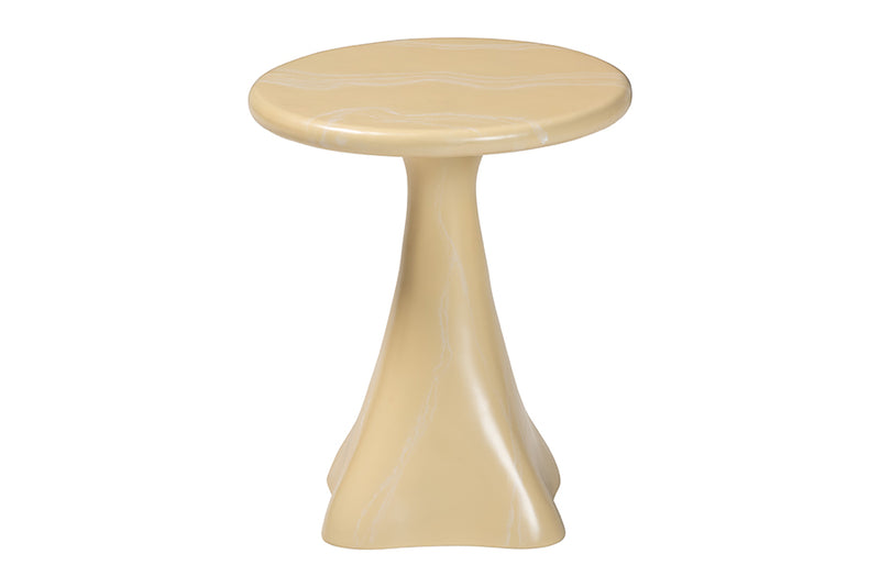 Anatasia Marbled Resin End Table, Cream