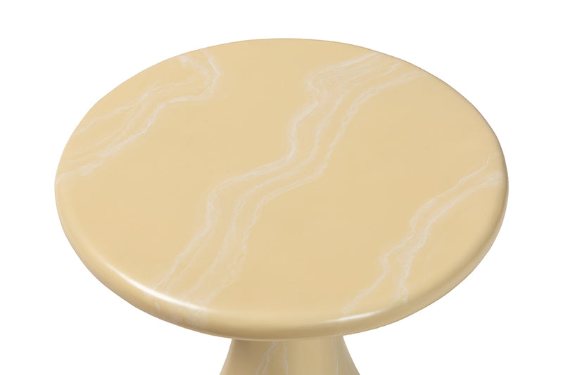 Anatasia Marbled Resin End Table, Cream