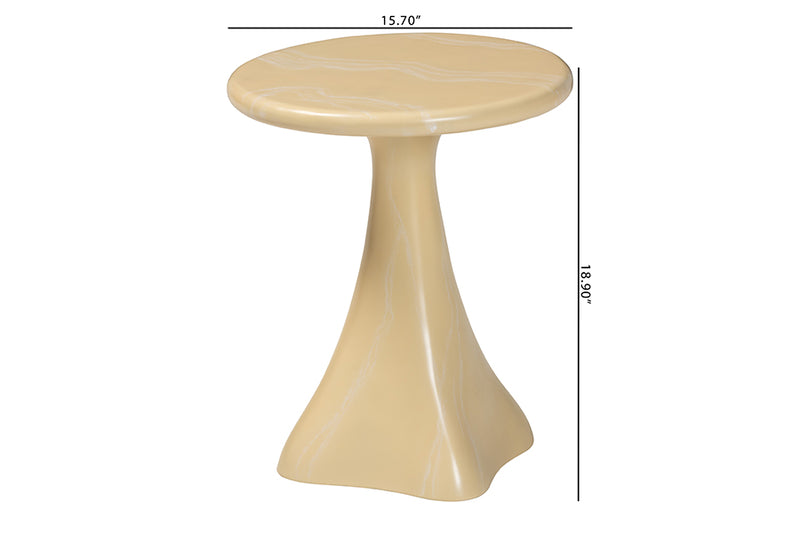 Anatasia Marbled Resin End Table, Cream