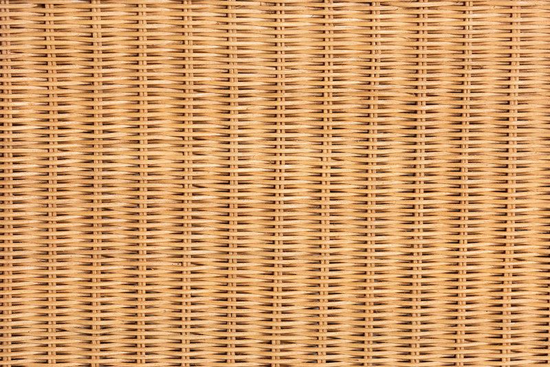 Nadaline Scalloped Natural Rattan Console Table with Drawer, Light Honey