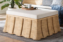 Magdelina Natural Rattan Ottoman with Cushion, Natural Brown