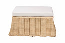 Magdelina Natural Rattan Ottoman with Cushion, Natural Brown