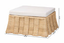 Magdelina Natural Rattan Ottoman with Cushion, Natural Brown