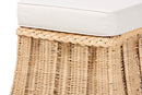 Magdelina Natural Rattan Ottoman with Cushion, Natural Brown