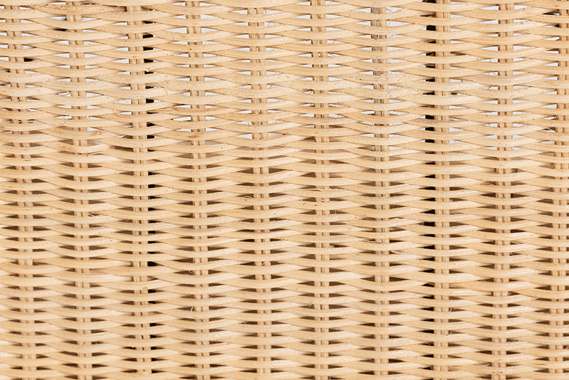 Magdelina Natural Rattan Ottoman with Cushion, Natural Brown