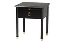 Ben Black Wood Nightstand with Pullout Shelf, Black