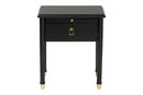 Ben Black Wood Nightstand with Pullout Shelf, Black